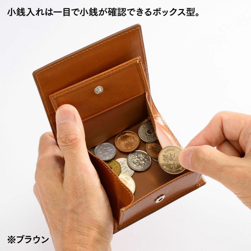 ミラグロの二つ折り財布 21ポケット タンポナートレザー ウォレット CA-S-2108 ネイビー