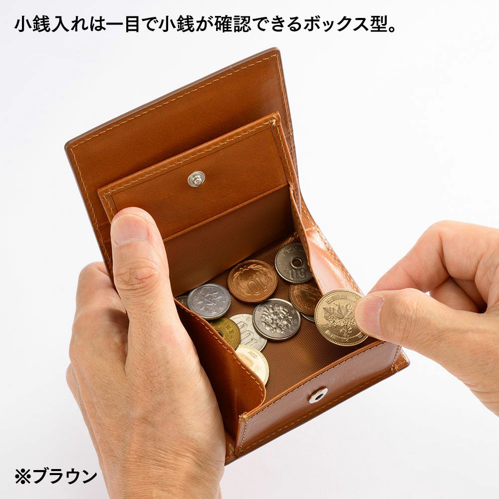 ミラグロの二つ折り財布 21ポケット タンポナートレザー ウォレット CA-S-2108 ネイビー
