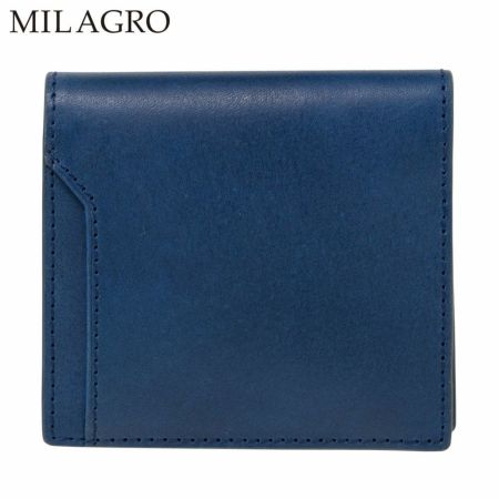 ミラグロの二つ折り財布 イタリアンレザー 薄型財布 CA-MB-669 ネイビー