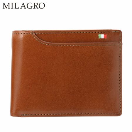 ミラグロの二つ折り財布 21ポケット タンポナートレザー ウォレット CA-S-2108 ブラウン
