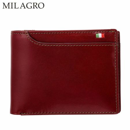 ミラグロの二つ折り財布 21ポケット タンポナートレザー ウォレット CA-S-2108 バーガンディー