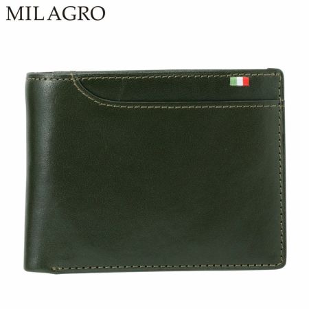 ミラグロの二つ折り財布 21ポケット タンポナートレザー ウォレット CA-S-2108 グリーン