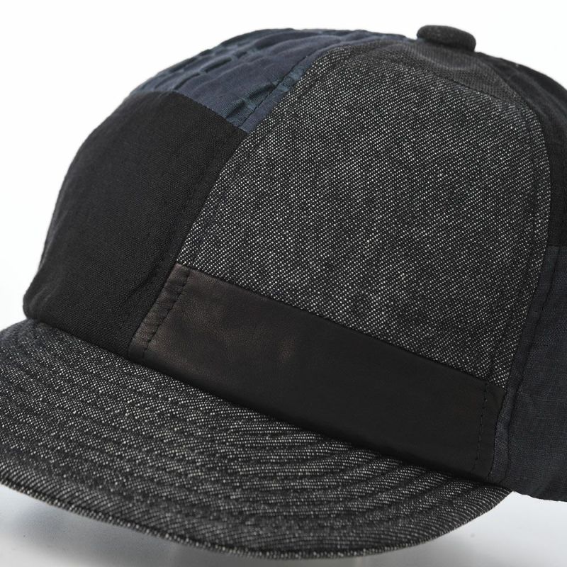 モーノのベースボールキャップ Patchwork short brim cap（パッチワークショートブリムキャップ） ブラック