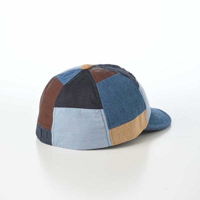 モーノのベースボールキャップ Patchwork short brim cap（パッチワークショートブリムキャップ） ブルー