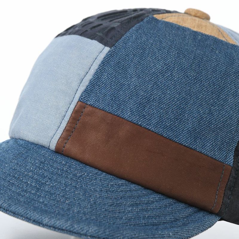 モーノのベースボールキャップ Patchwork short brim cap（パッチワークショートブリムキャップ） ブルー