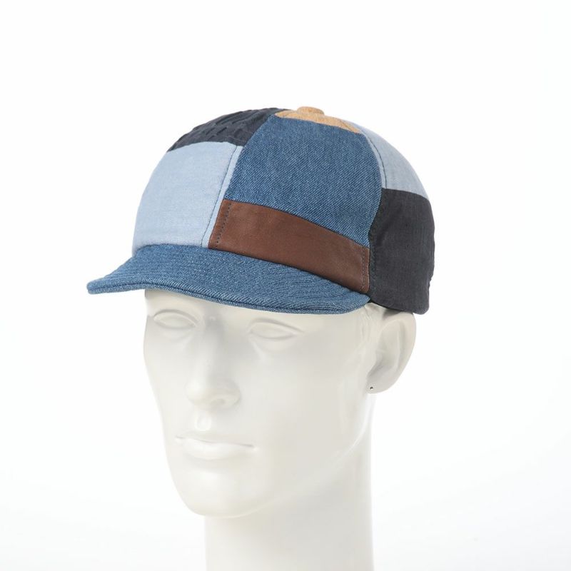 モーノのベースボールキャップ Patchwork short brim cap（パッチワークショートブリムキャップ） ブルー