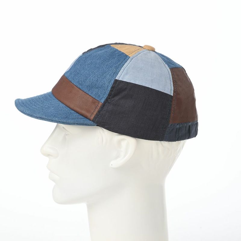 モーノのベースボールキャップ Patchwork short brim cap（パッチワークショートブリムキャップ） ブルー
