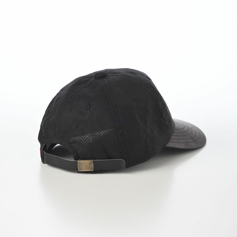 モーノのベースボールキャップ Linen & Leather  cap（リネン＆レザーキャップ） ブラック
