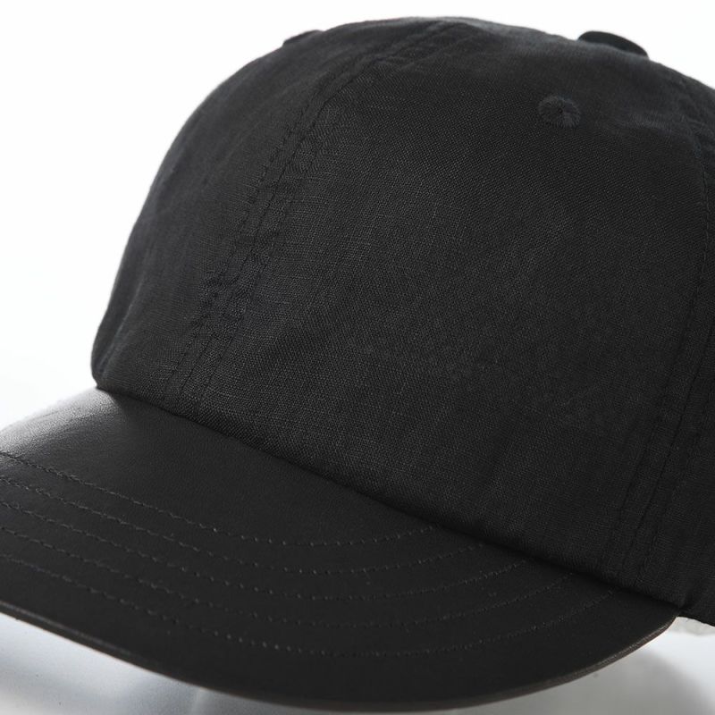 モーノのベースボールキャップ Linen & Leather  cap（リネン＆レザーキャップ） ブラック
