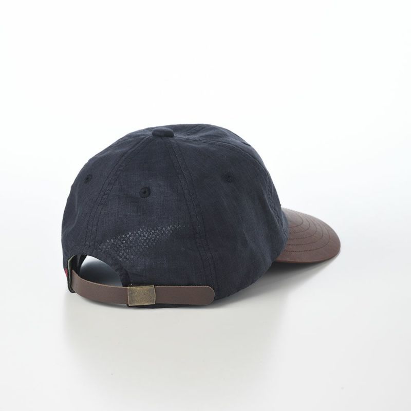 モーノのベースボールキャップ Linen & Leather  cap（リネン＆レザーキャップ） ネイビー