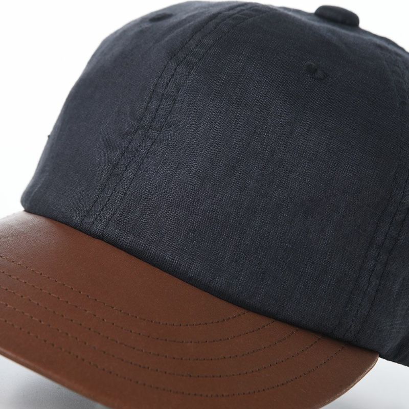 モーノのベースボールキャップ Linen & Leather  cap（リネン＆レザーキャップ） ネイビー