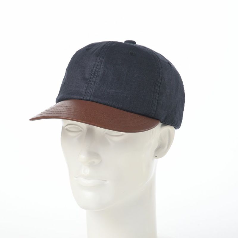 モーノのベースボールキャップ Linen & Leather  cap（リネン＆レザーキャップ） ネイビー