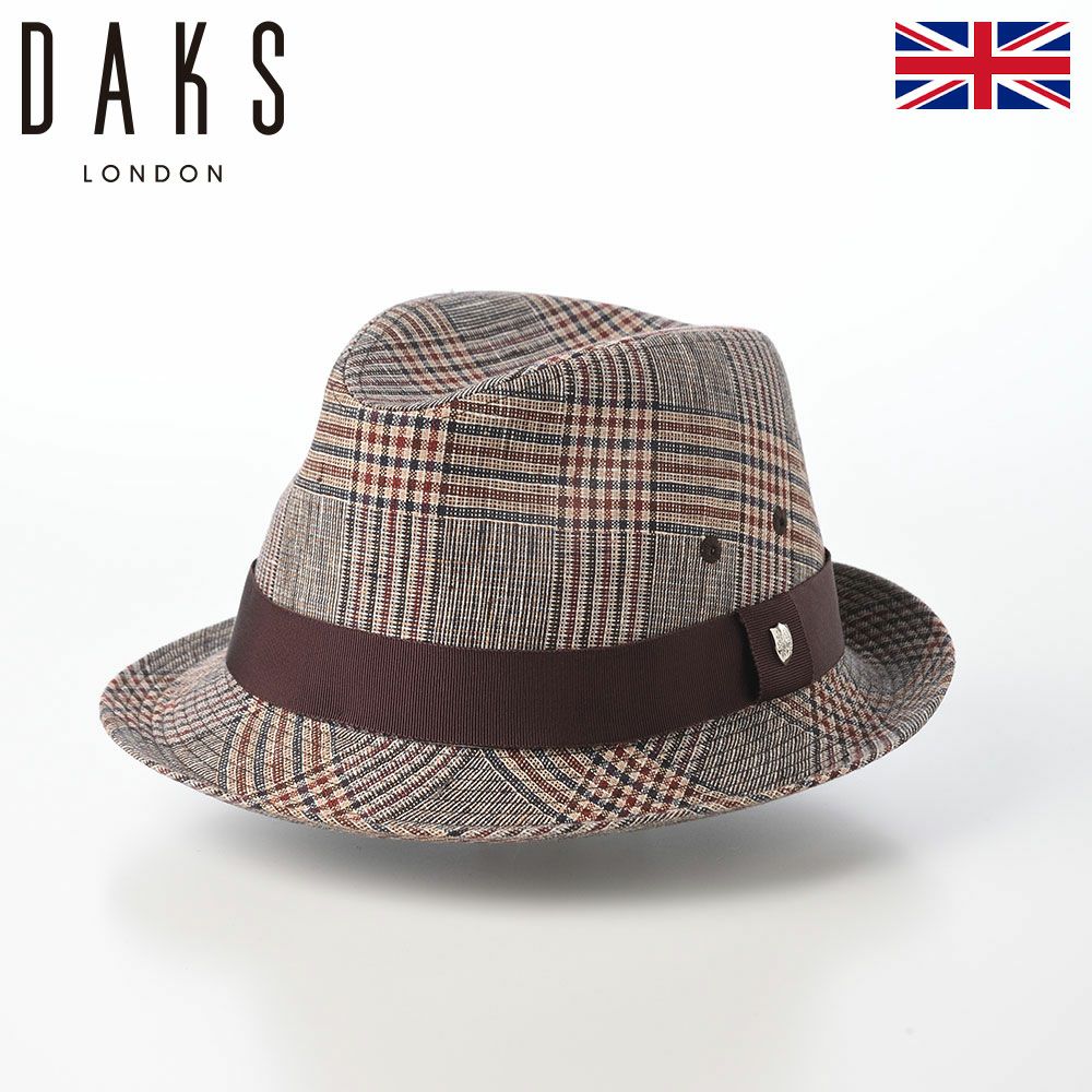 ダックスのソフトハット Hat Linen Glen Check（ハット リネン グレンチェック） D2006 ブラウン