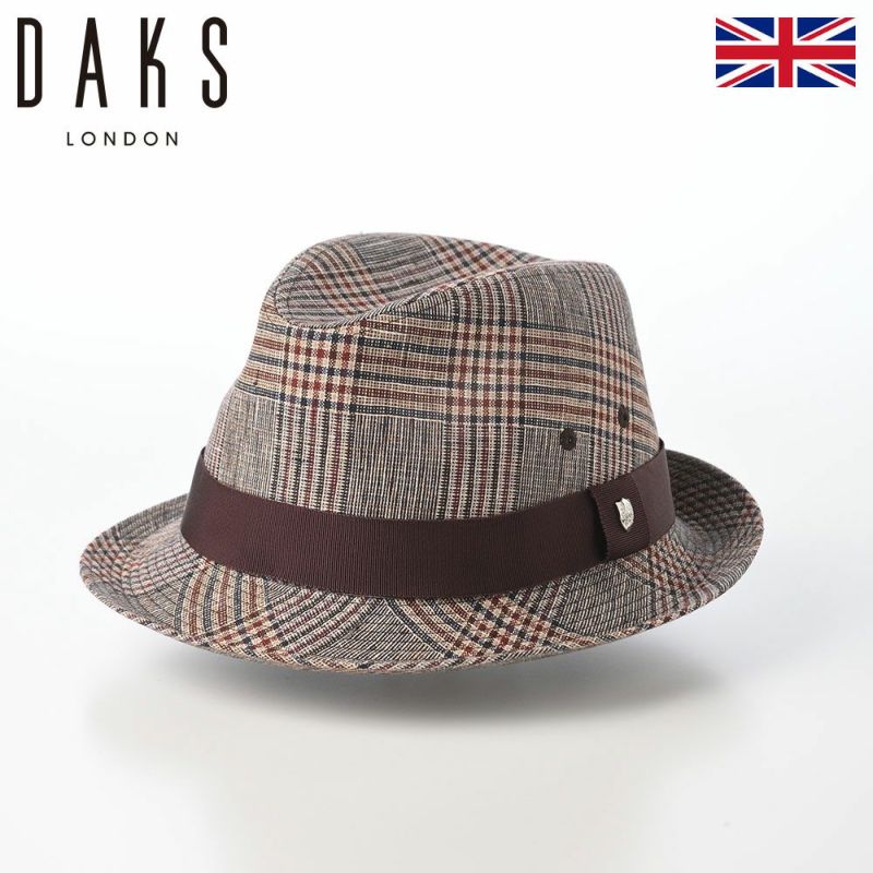 ダックスのソフトハット Hat Linen Glen Check（ハット リネン グレンチェック） D2006 ブラウン