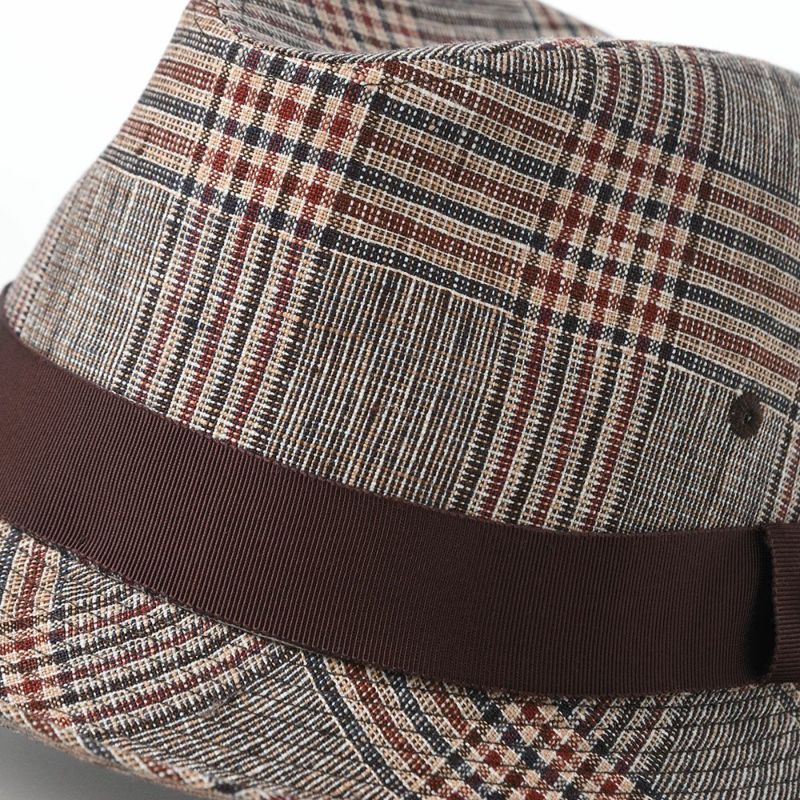 ダックスのソフトハット Hat Linen Glen Check（ハット リネン グレンチェック） D2006 ブラウン