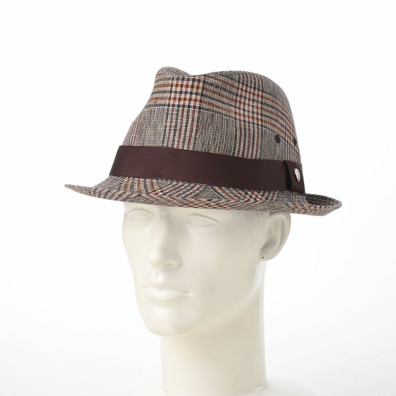 ダックスのソフトハット Hat Linen Glen Check（ハット リネン グレンチェック） D2006 ブラウン