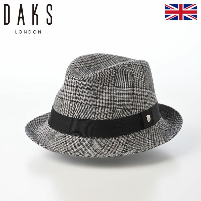 ダックスのソフトハット Hat Linen Glen Check（ハット リネン グレンチェック） D2006 グレー