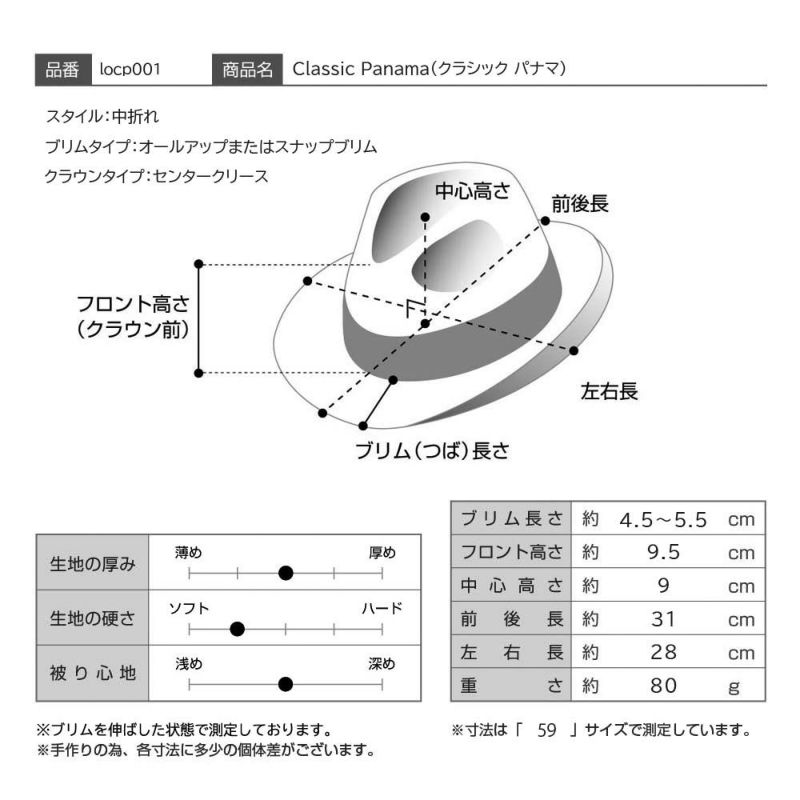 ジェームスロックのキャスケット Classic Panama（クラシック パナマ） ナチュラル