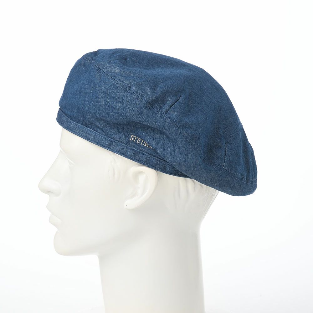 ステットソンのベレー帽 COTTON LINEN LIGHT DENIM BERET（コットン リネン ライトデニム ベレー） SE816 ブルー