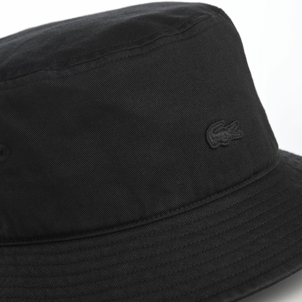 ラコステのバケットハット BIOWASH BUCKET HAT（バイオウォッシュ バケットハット） L1358 ブラック