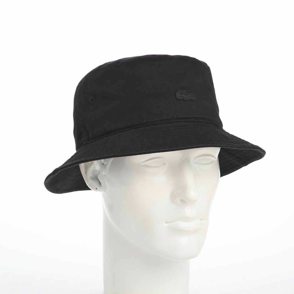 ラコステのバケットハット BIOWASH BUCKET HAT（バイオウォッシュ バケットハット） L1358 ブラック
