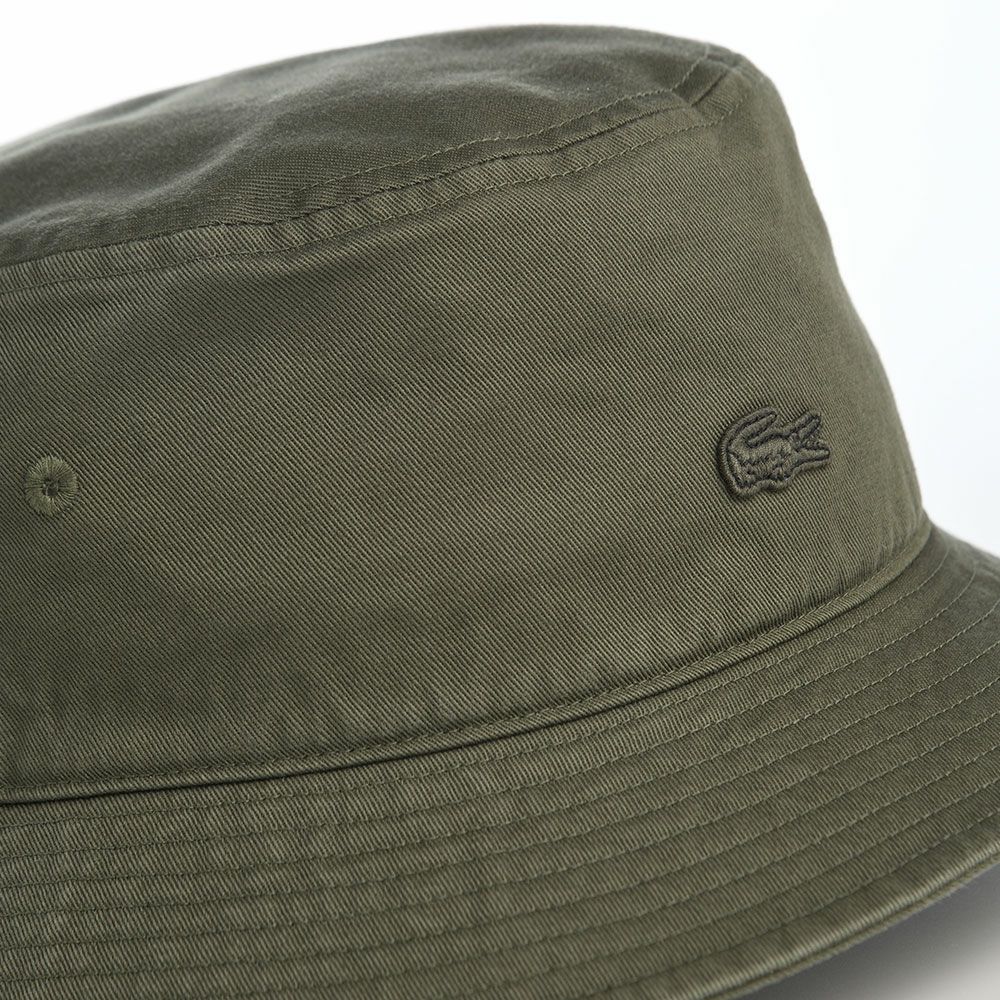 ラコステのバケットハット BIOWASH BUCKET HAT（バイオウォッシュ バケットハット） L1358 カーキ