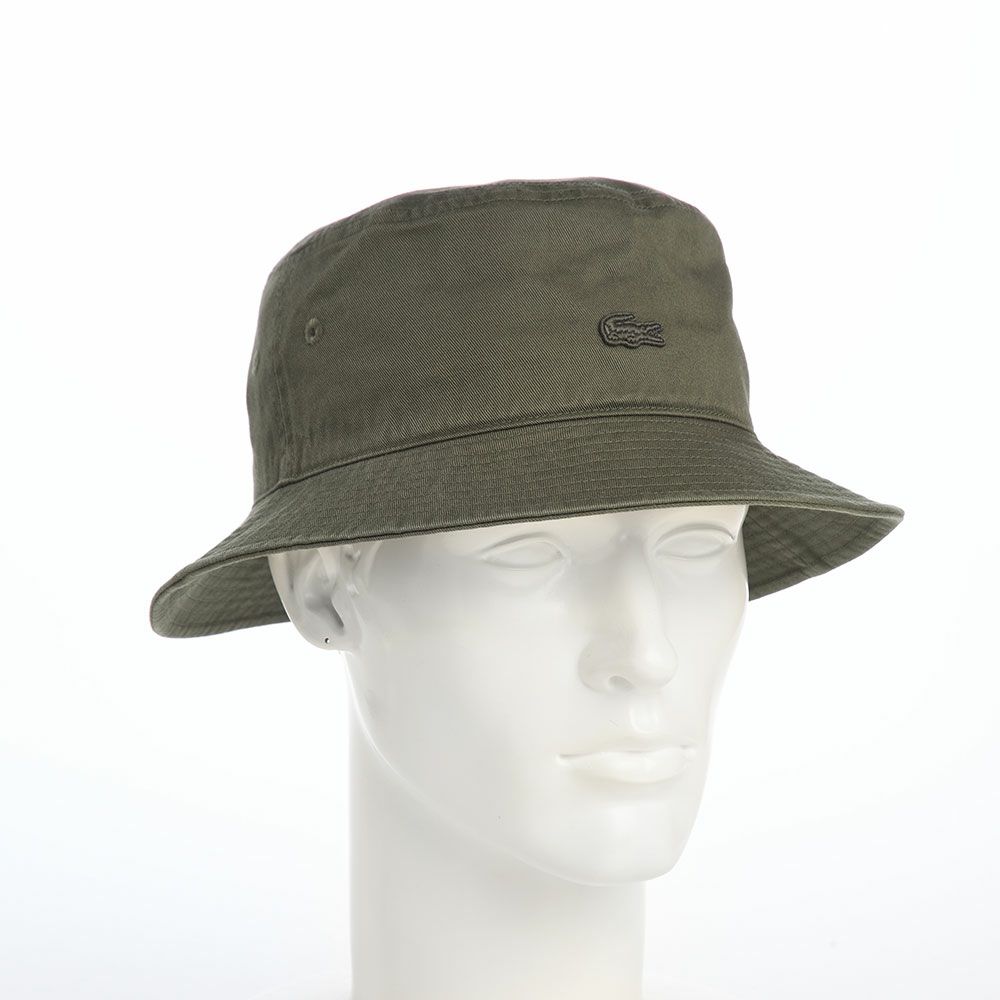 ラコステのバケットハット BIOWASH BUCKET HAT（バイオウォッシュ バケットハット） L1358 カーキ