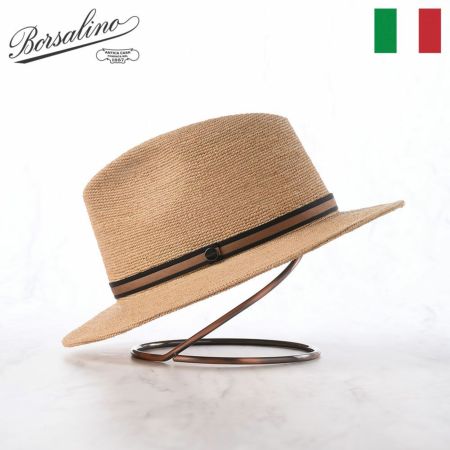 ボルサリーノのラフィアハット Rafia crochet fine（ラフィアクロシェ ファイン） 141165 ブラウンリボン