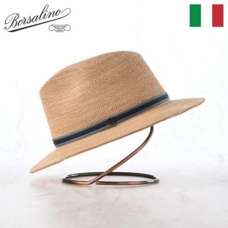 ボルサリーノのラフィアハット Rafia crochet fine（ラフィアクロシェ ファイン） 141165 ネイビーリボン