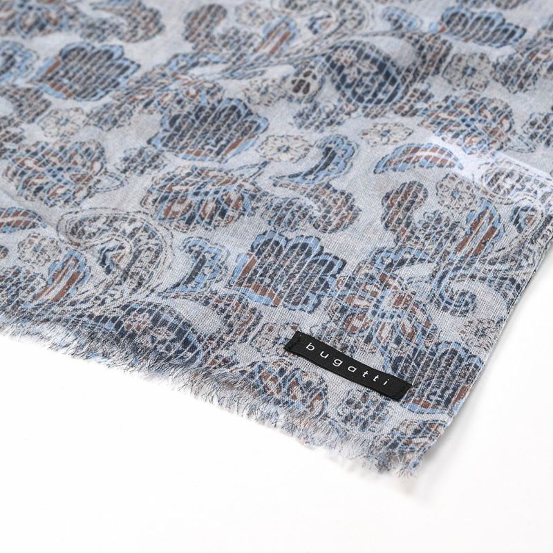 ブガッティの春夏スカーフ・ストール Paisley Print Scarf（ペイズリープリントスカーフ） 630106 デニム