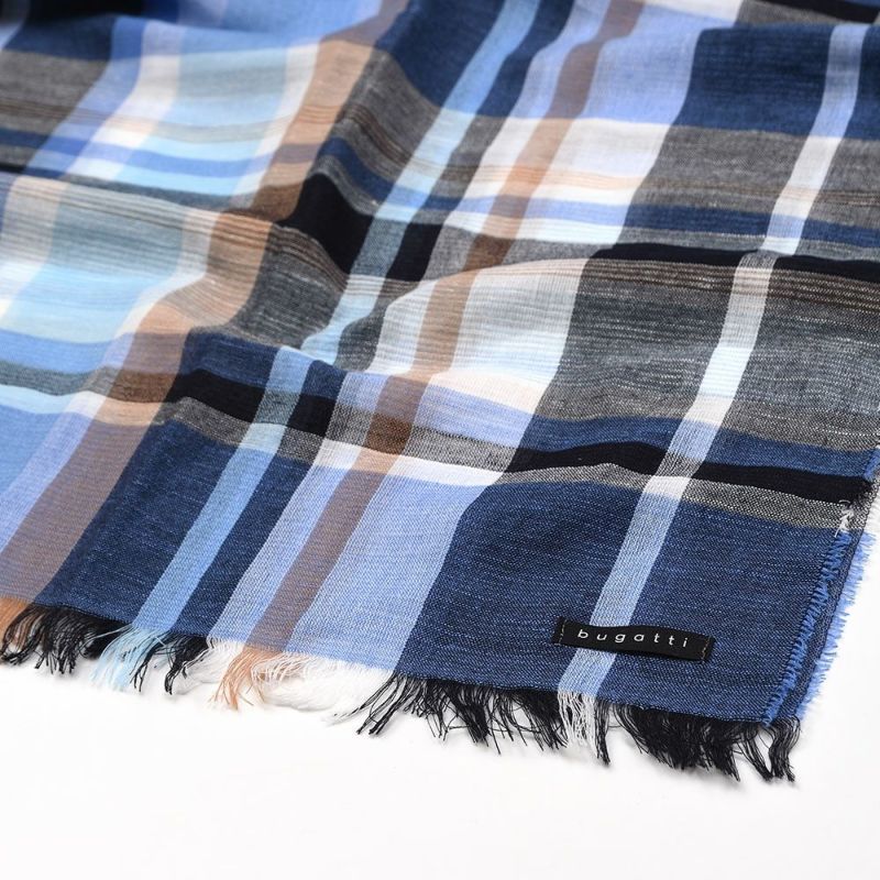 ブガッティの春夏スカーフ・ストール Check Scarf（チェックスカーフ） 630324 デニム