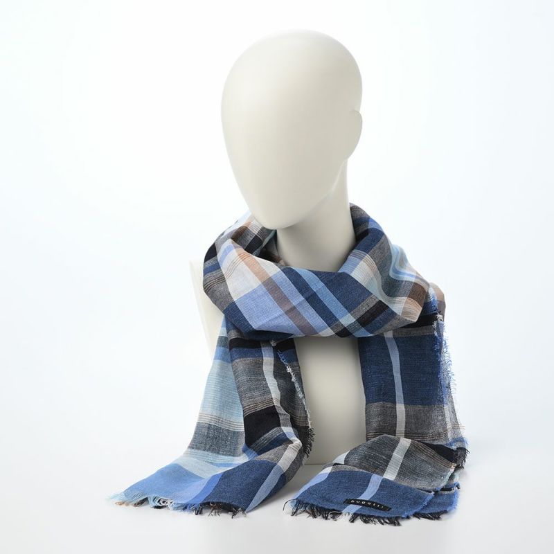 ブガッティの春夏スカーフ・ストール Check Scarf（チェックスカーフ） 630324 デニム