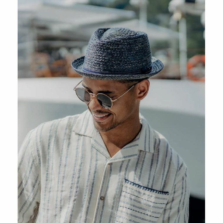 ゴットマンのラフィアハット Fluss Raffia（フルス ラフィア） G49412366 グレーネイビー