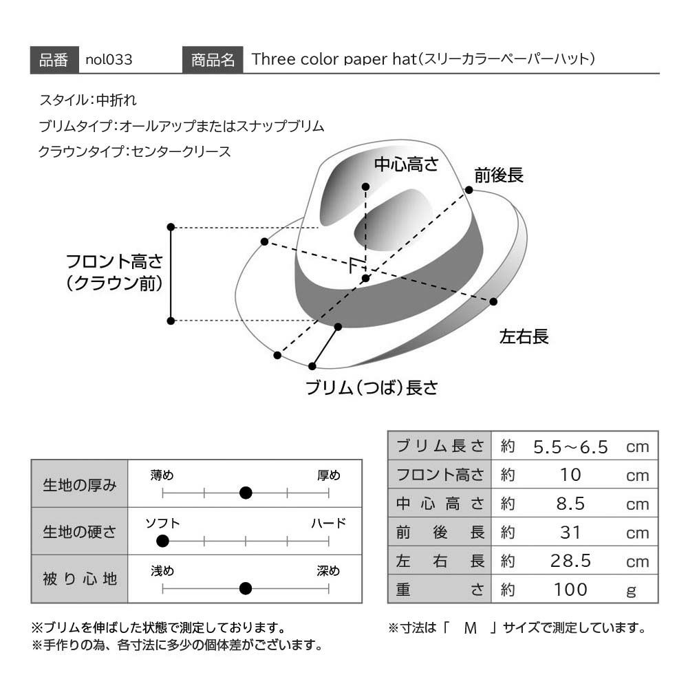 ノルのペーパーハット Three color paper hat（スリーカラーペーパーハット） ブルー
