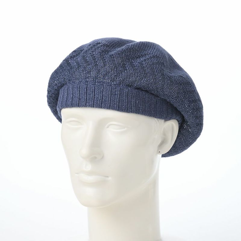 レッターのベレー帽 Rib Linen Beret Big（リブ リネン ベレー ビッグ） インディゴ