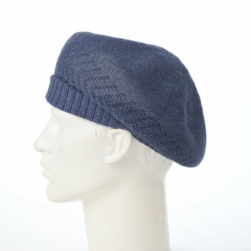 レッターのベレー帽 Rib Linen Beret Big（リブ リネン ベレー ビッグ） インディゴ