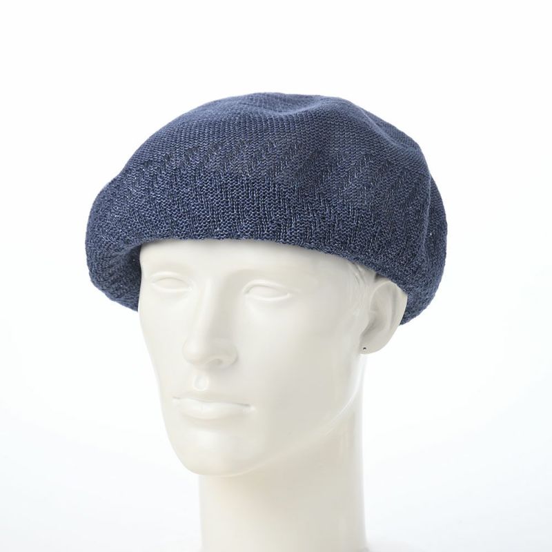 レッターのベレー帽 Rib Linen Beret Big（リブ リネン ベレー ビッグ） インディゴ