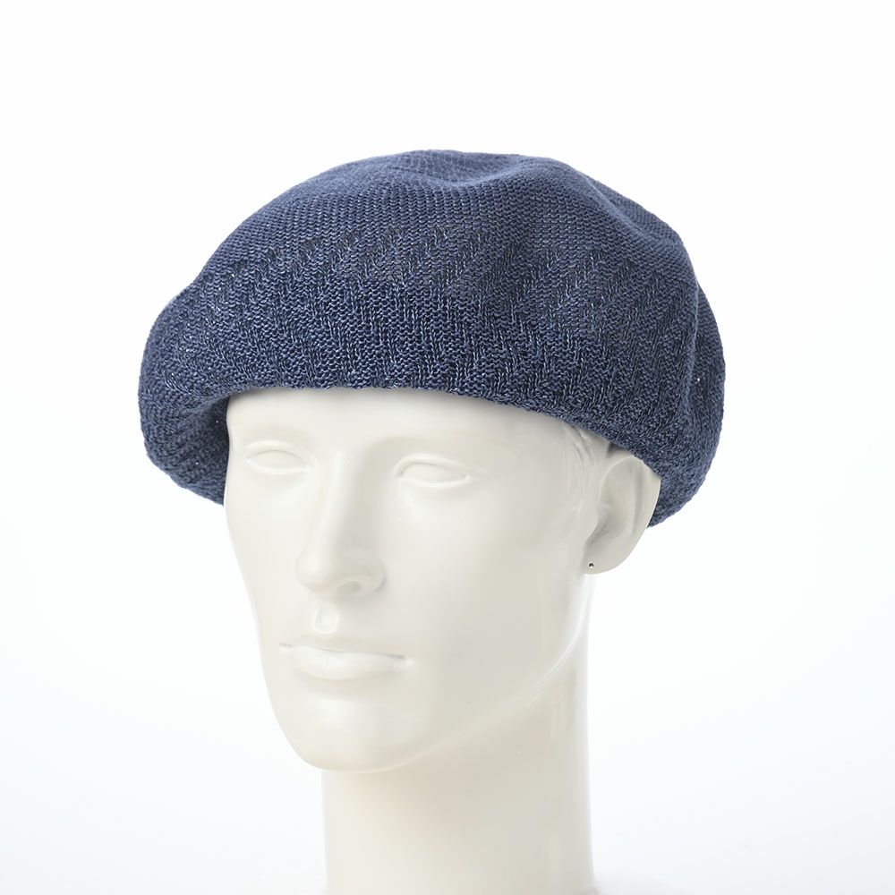 レッターのベレー帽 Rib Linen Beret Big（リブ リネン ベレー ビッグ） インディゴ
