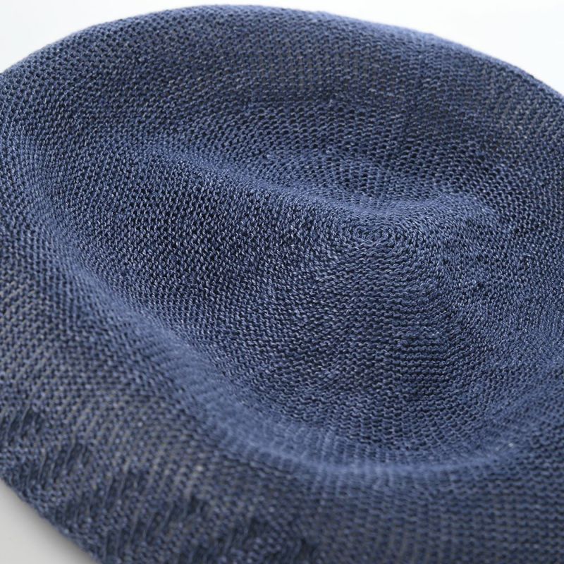 レッターのベレー帽 Rib Linen Beret Big（リブ リネン ベレー ビッグ） インディゴ