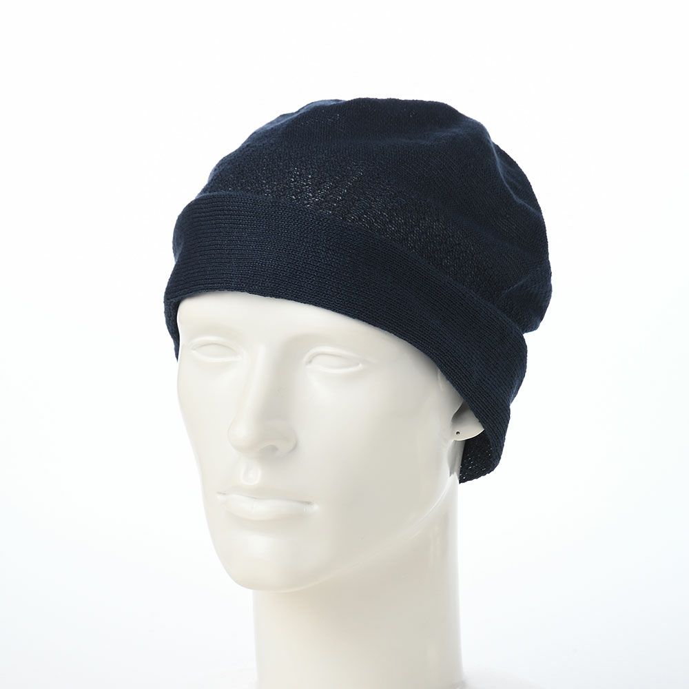 レッターのニット帽 Linen beanie（リネンビーニー） ネイビー