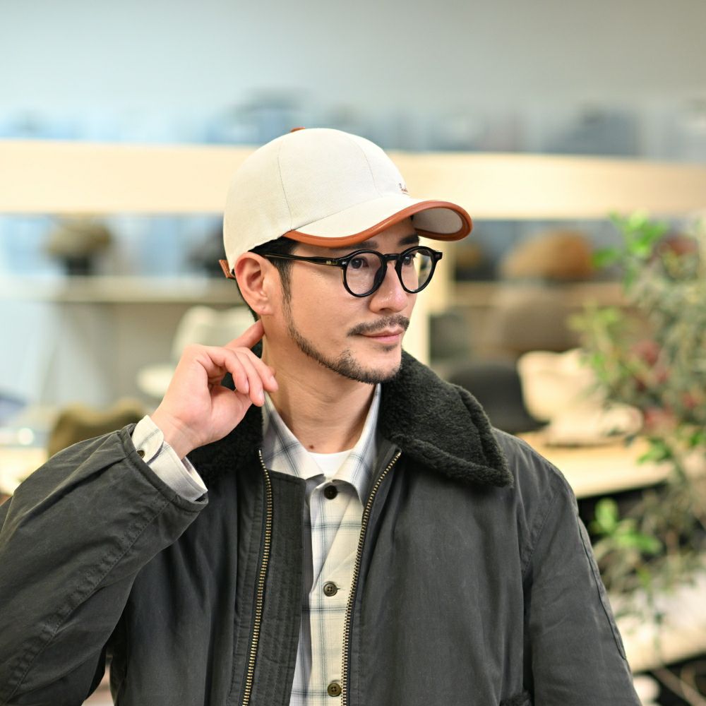 ボルサリーノのキャップ Baseball Cap Golfer Canvas（ベースボールキャップ ゴルファー キャンバス） B95009 ブラウン
