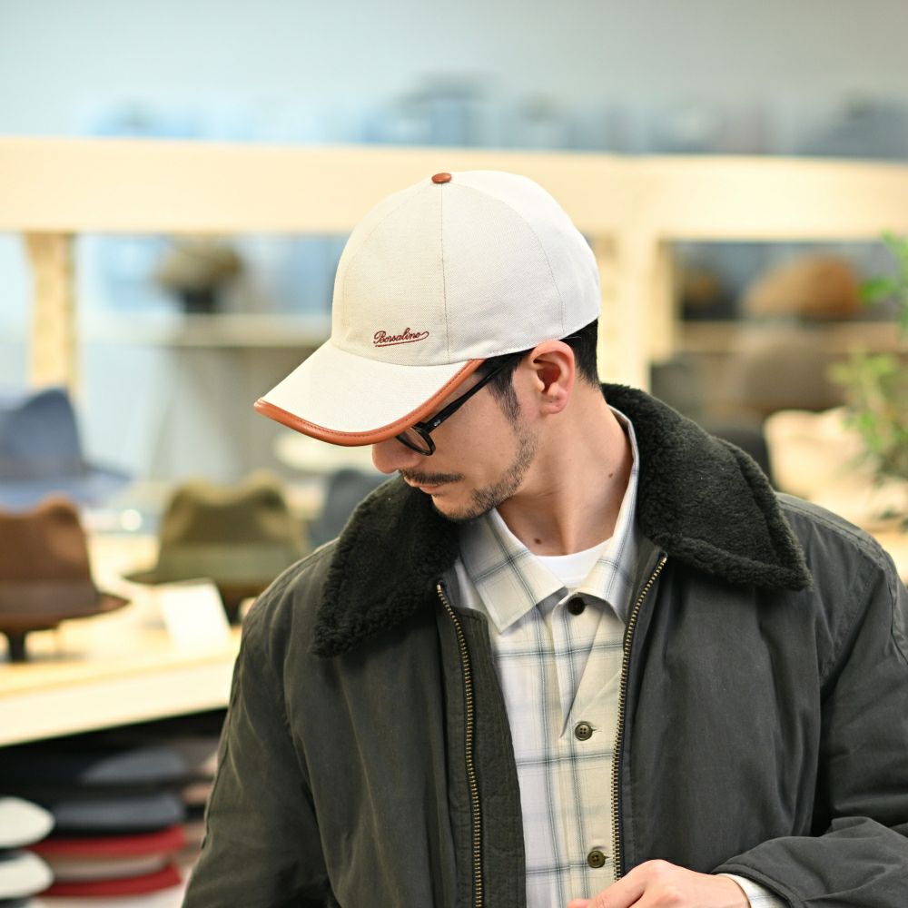 ボルサリーノのキャップ Baseball Cap Golfer Canvas（ベースボールキャップ ゴルファー キャンバス） B95009 ブラウン