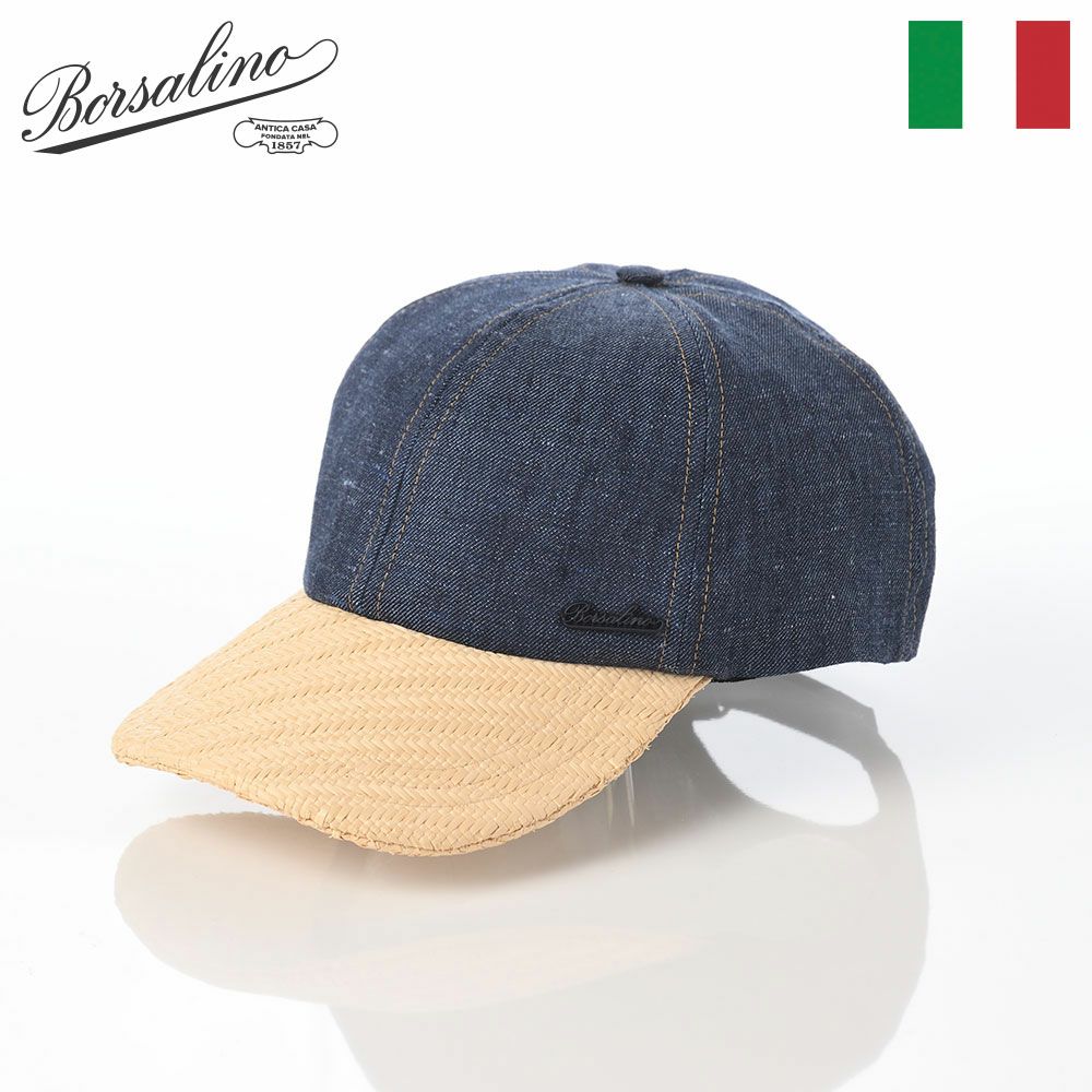 ボルサリーノのキャップ Baseball Cap Golfer Denim（ベースボールキャップ ゴルファー デニム） B95010 ブルー