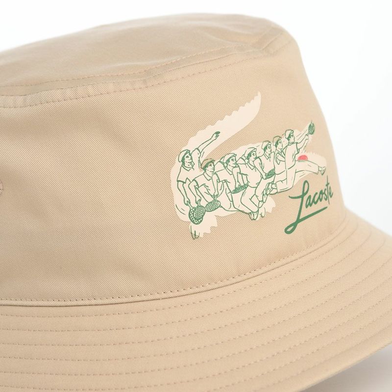 ラコステのバケットハット CROCODILE PRINT BUCKET HAT（クロコダイルプリント バケットハット） L1364 ベージュ