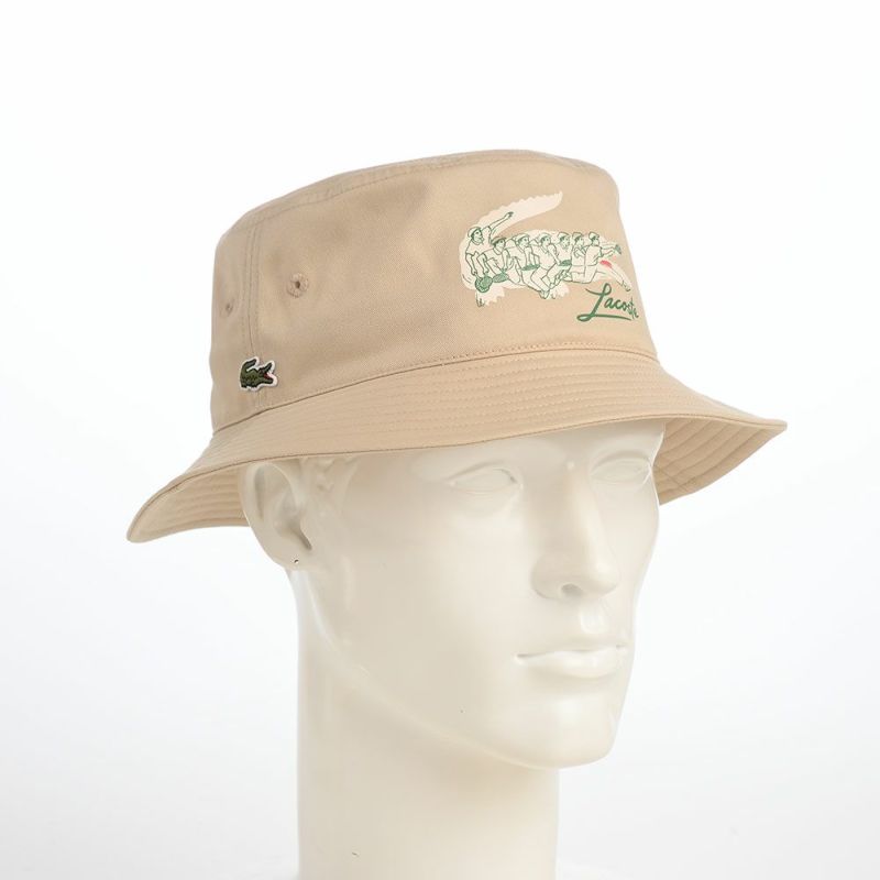 ラコステのバケットハット CROCODILE PRINT BUCKET HAT（クロコダイルプリント バケットハット） L1364 ベージュ