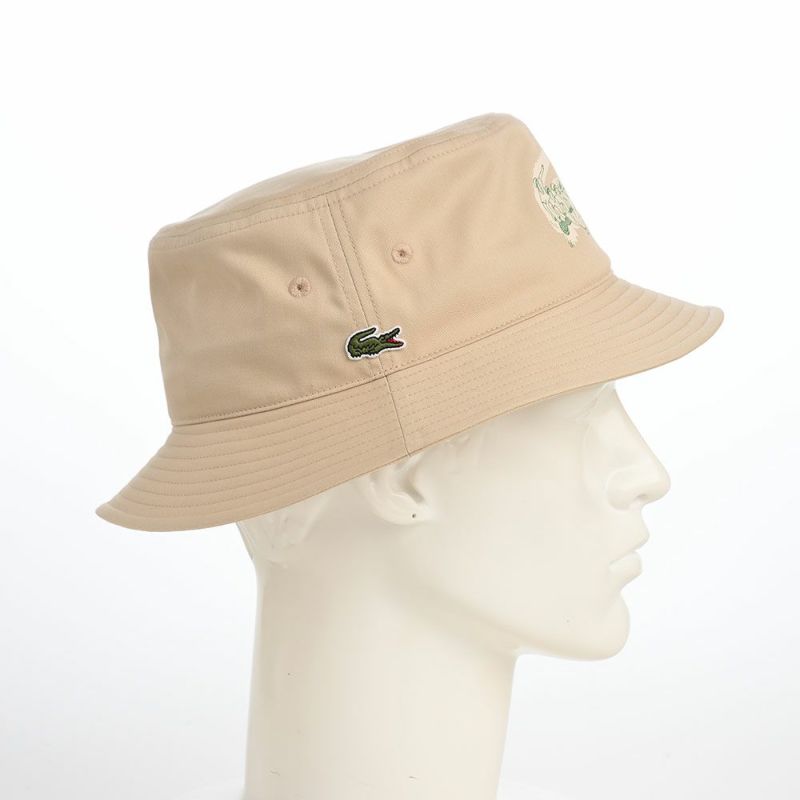 ラコステのバケットハット CROCODILE PRINT BUCKET HAT（クロコダイルプリント バケットハット） L1364 ベージュ