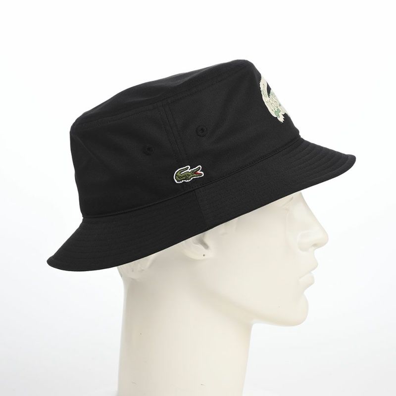 ラコステのバケットハット CROCODILE PRINT BUCKET HAT（クロコダイルプリント バケットハット） L1364 ブラック