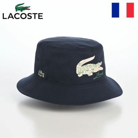 ラコステのバケットハット CROCODILE PRINT BUCKET HAT（クロコダイルプリント バケットハット） L1364 ネイビー