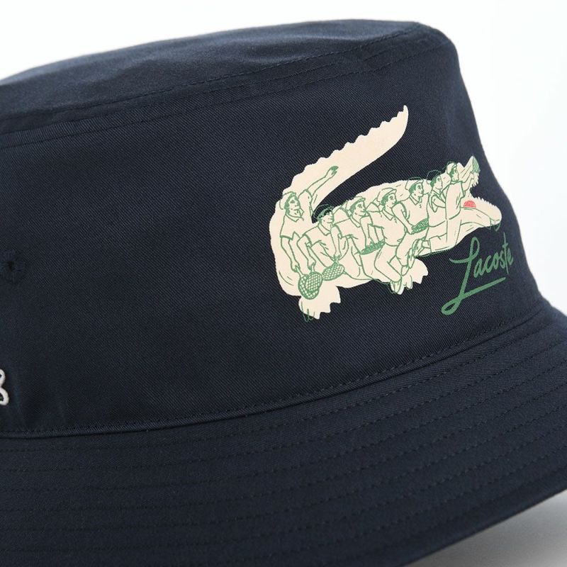 ラコステのバケットハット CROCODILE PRINT BUCKET HAT（クロコダイルプリント バケットハット） L1364 ネイビー