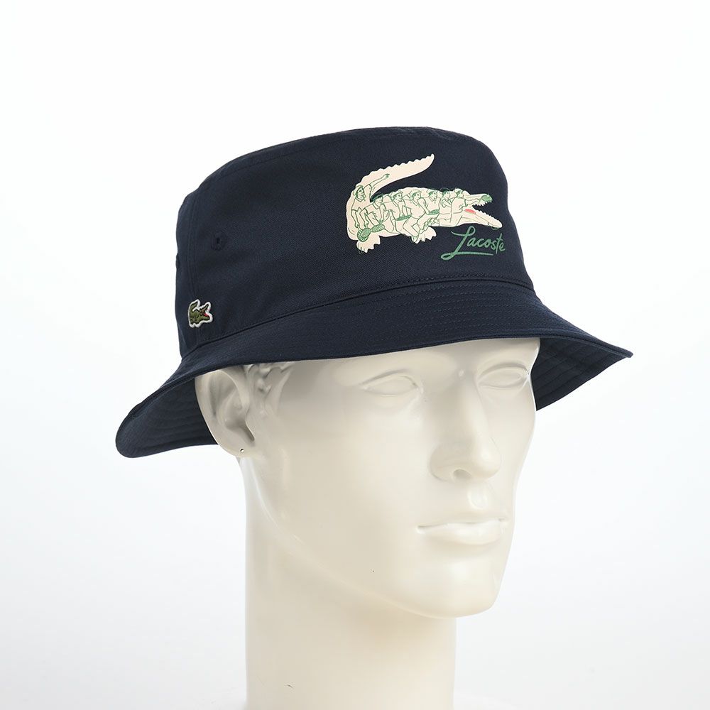 ラコステのバケットハット CROCODILE PRINT BUCKET HAT（クロコダイルプリント バケットハット） L1364 ネイビー
